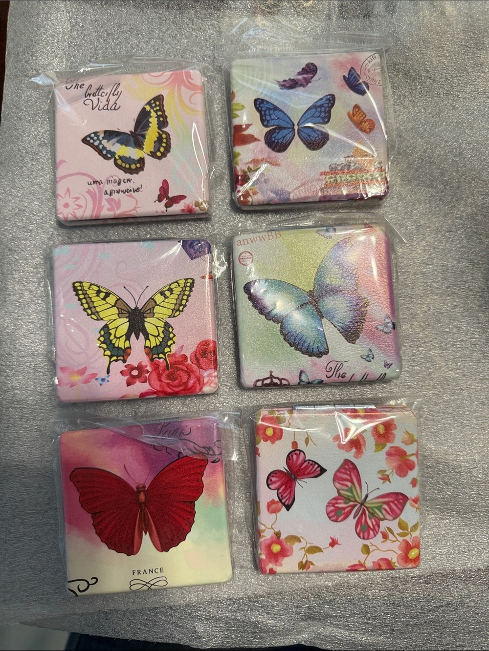 Butterfly Print Compact Mirrors - Set of 6/$15